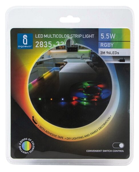 Kit Striscia Led 12V 5,5W SMD 2835 3 metri IP20 4 colori RGBY Aigostar