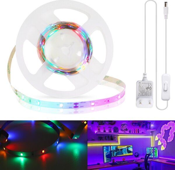 Kit Striscia Led 12V 5,5W SMD 2835 3 metri IP20 4 colori RGBY Aigostar