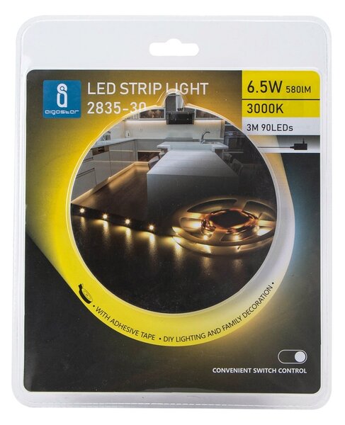 Kit Striscia Led 12V 6,5W SMD 2835 3 metri IP20 Bianco Caldo 3000K Aigostar