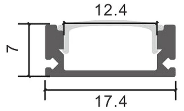 Profilo Led piatto U Sid per strisce Led 12-24V a superfice 2 metri in alluminio M LEDME