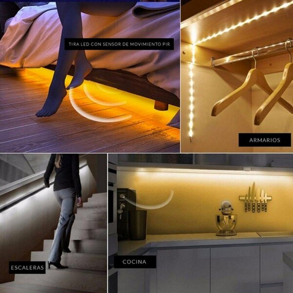 Kit Striscia Led sottoletto 12V 3,6W SMD 2835 1,2 metri IP20 con sensore di movimento Bianco Caldo 3000K M LEDME