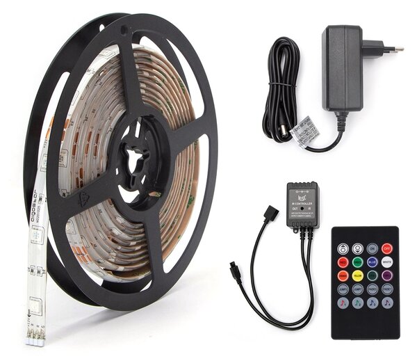 Kit Striscia Led ritmo musicale 12V 24W SMD 5050 3 metri IP65 con telecomando RGB Aigostar