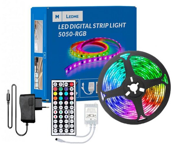 Kit Striscia Led 12V 24W SMD 5050 5 metri x IP20 con telecomando RGB M LEDME