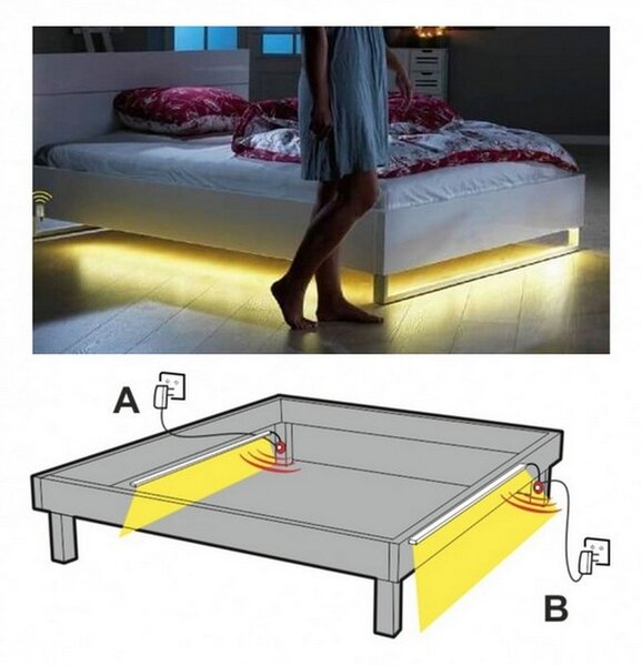 Kit Striscia Led sottoletto 12V 3,6W SMD 2835 1,2 metri IP20 con sensore di movimento Bianco Caldo 3000K M LEDME