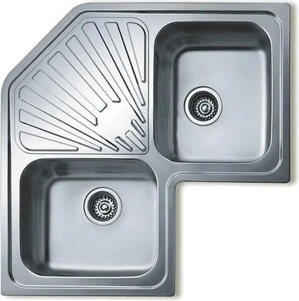 Teka Angular 2C, Lavabo da appoggio, Angolare, Metallo, Acciaio inossidabile, 2 vasche/vaschette, Quadrato