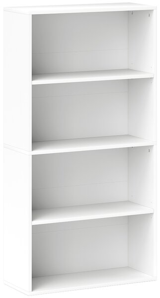 HOMCOM Mobile Libreria a 4 Ripiani con 2 Scaffali Flessibili, in Legno, 60x24x115.5 cm, Bianco