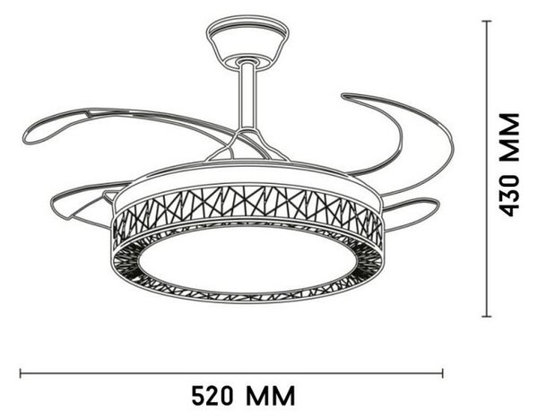 Lampadario Ventilatore da soffitto White Aqua 36W illuminazione Led regolabile con telecomando M LEDME
