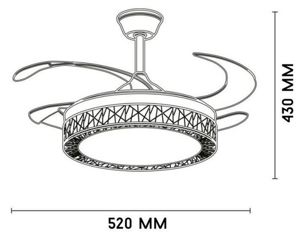 Lampadario Ventilatore da soffitto Black Aqua 36W illuminazione Led regolabile con telecomando M LEDME