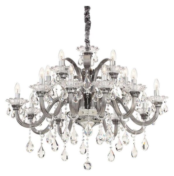 Ideal Lux - Lampadario di cristallo a sospensione con catena COLOSSAL 15xE14/40W/230V diametro 95 cm grigio