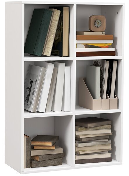 HOMCOM Mobile Libreria Moderno a 6 Cubi in Legno, 65.5x30x97.5 cm, Bianco | Aosom Italy
