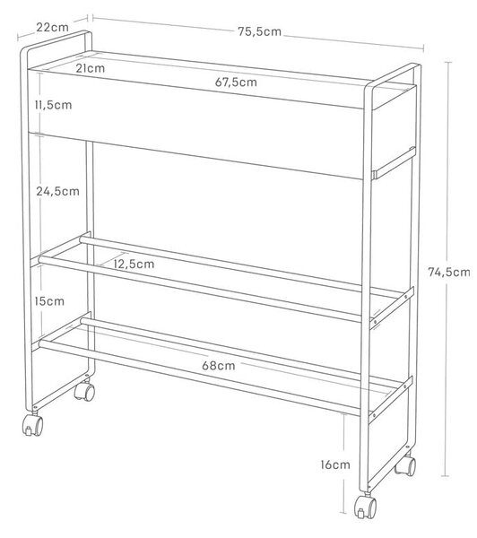 Scarpiera da bambini in metallo nero 74,5x74,5x22 cm Tower - YAMAZAKI