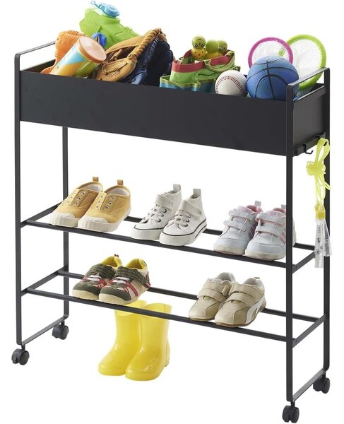 Scarpiera da bambini in metallo nero 74,5x74,5x22 cm Tower - YAMAZAKI