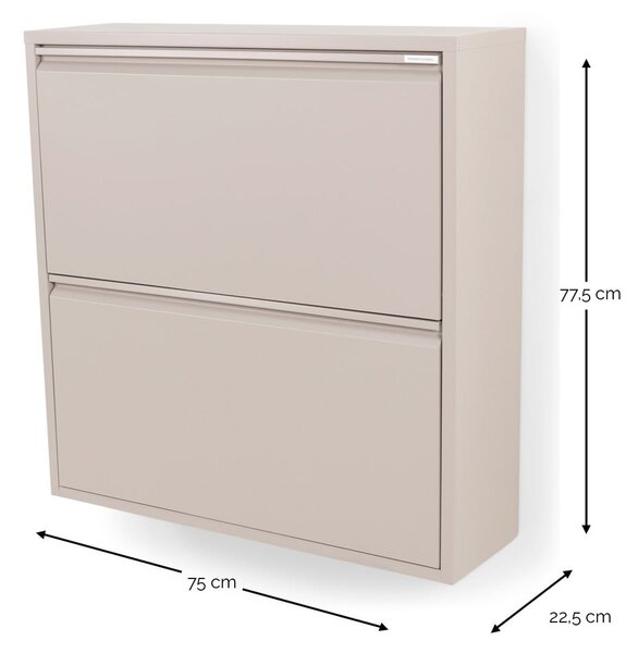 Scarpiera grigio tortora in metallo con ante ribaltabili 75x77,5x22,5 cm Billy – Spinder Design