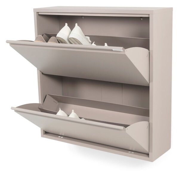 Scarpiera grigio tortora in metallo con ante ribaltabili 75x77,5x22,5 cm Billy – Spinder Design