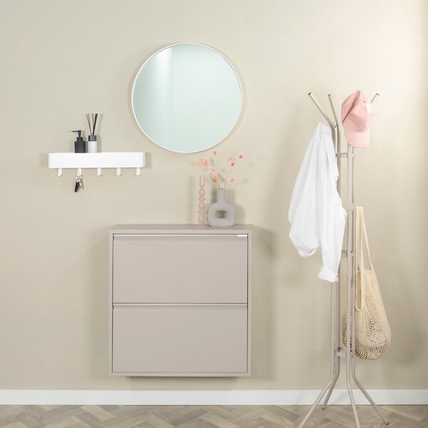 Scarpiera grigio tortora in metallo con ante ribaltabili 75x77,5x22,5 cm Billy – Spinder Design