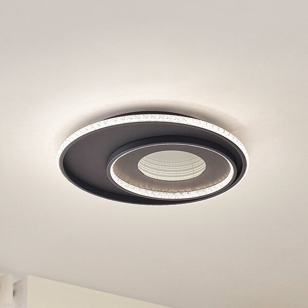 Plafoniera a LED Inessa Lindby, dimmerabile, Nero, Soggiorno / Sala da pranzo, Metallo, Moderno, Plafoniera LED