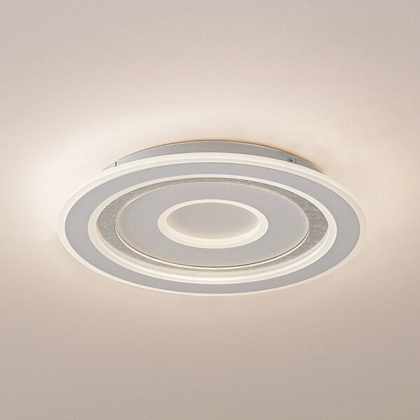 Plafoniera a LED Lorvik Lindby, dimmerabile, Bianco / Opale, Soggiorno / Sala da pranzo, Metallo, Moderno, Plafoniera LED
