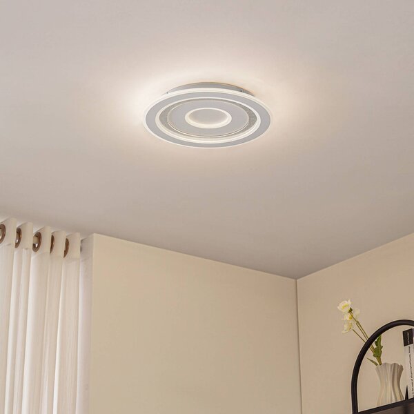 Plafoniera a LED Lorvik Lindby, dimmerabile, Bianco / Opale, Soggiorno / Sala da pranzo, Metallo, Moderno, Plafoniera LED