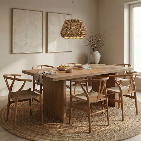 Lampada a sospensione Melori Lucande, dimmerabile, Legno chiaro, Soggiorno / Sala da pranzo, Legno, Scandinavo, Lampada a sospensione