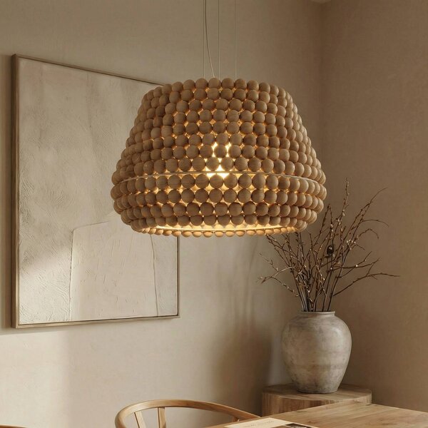 Lampada a sospensione Melori Lucande, dimmerabile, Legno chiaro, Soggiorno / Sala da pranzo, Legno, Scandinavo, Lampada a sospensione