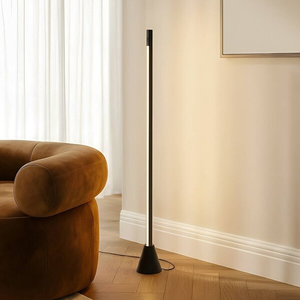 Lampada da terra a LED Linija Lucande, dimmerabile, Nero, Soggiorno / Sala da pranzo, Alluminio, Moderno, Lampada LED da terra