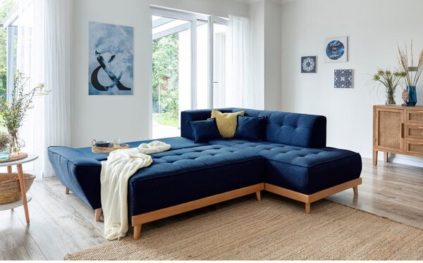 Divano letto angolare blu navy L, angolo destro Dazzling Daisy - Miuform