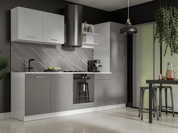 Cucina completa 270 cm 6 elementi portaoggetti Antracite e Bianco - CAMBUSITA