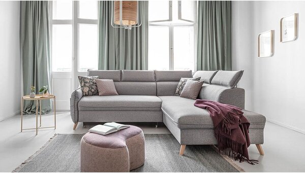 Divano letto angolare grigio chiaro (angolo destro) Sweet Harmony - Miuform