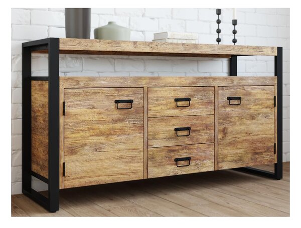 Credenza 2 ante e 3 cassetti in Legno di mango e metallo - HARLEM