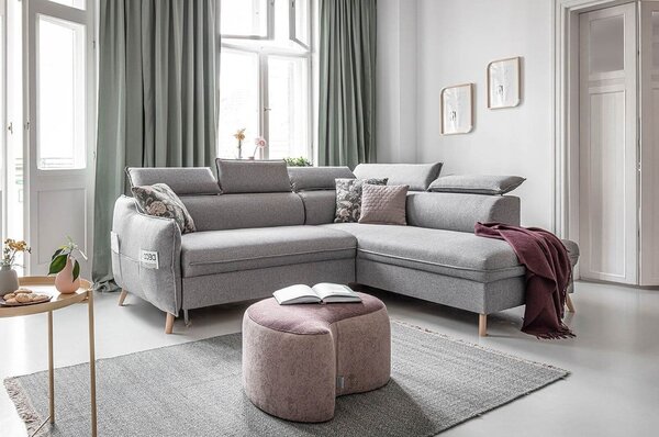 Divano letto angolare grigio chiaro (angolo destro) Sweet Harmony - Miuform