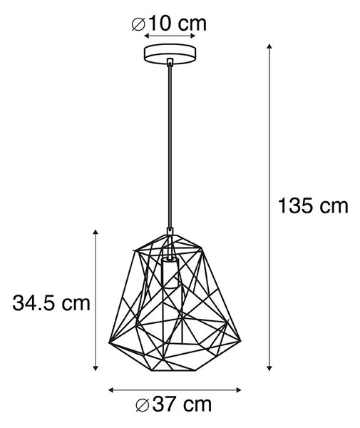 Lampada a sospensione industriale smart nera con WiFi ST64 - Framework Basic
