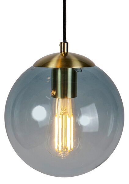 Lampada a sospensione smart in ottone con 3 WiFi ST64 con vetro blu - Pallon
