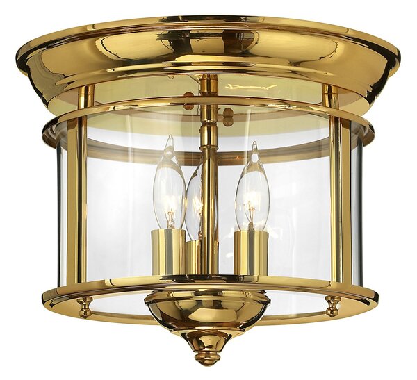Plafoniera Contemporanea Gentry Ottone Lucido Vetro 3 Luci E14