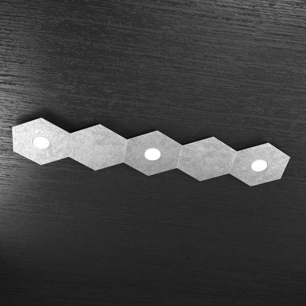 Hexagon applique-plafoniera 3 luci + 2 decorativo foglia argento 11