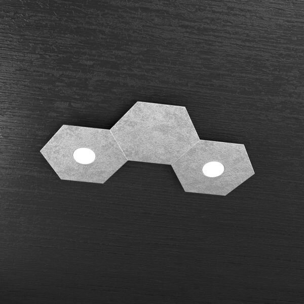 Hexagon applique-plafoniera 2 luci + 1 decorativo foglia argento 11