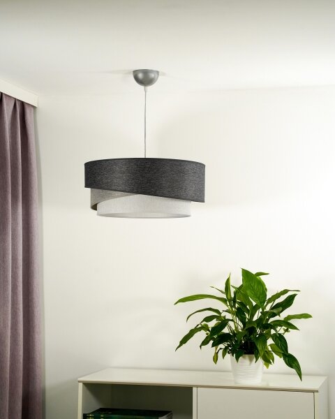 Duolla - Lampadario a sospensione con filo KOBO 1xE27/15W/230V diametro 45 cm antracite/grigio/bianco