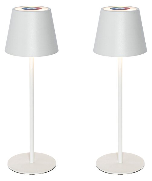 Set di 2 lampade da tavolo bianche con dimmer e RGBW ricaricabili - Murdock