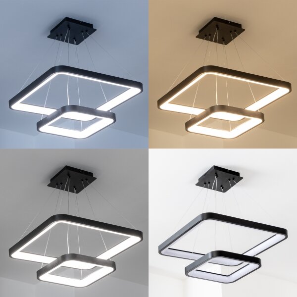 Brilagi - Lampada a sospensione LED dimmerabile con cavo FALCON SLIM LED/78W/230V 50x50 cm nero + telecomando