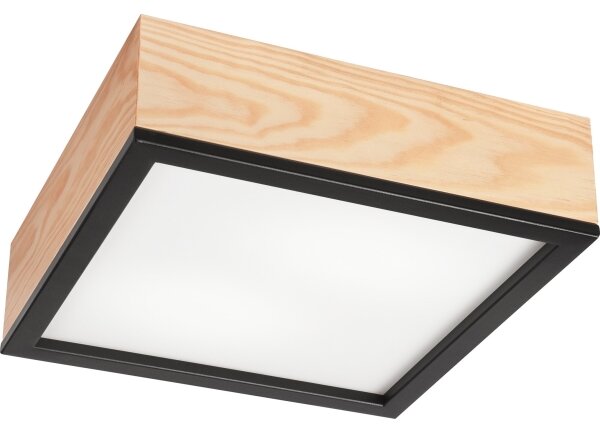 Plafoniera NATURAL SQUARE 2xE27/15W/230V 31x31 cm pino/nero