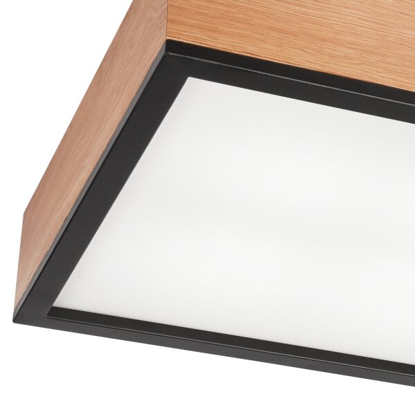 Plafoniera OAK SQUARE 4xE27/15W/230V 39x39 cm quercia/nero