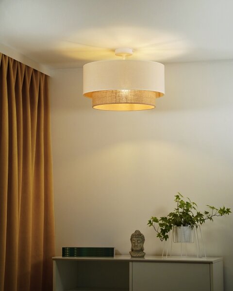 Duolla - Lampadario a plafone BOHO 1xE27/15W/230V diametro 45 cm color crema/marrone
