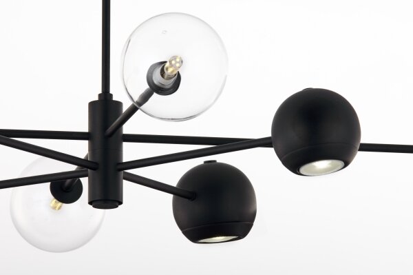Jupiter 1996 - Lampadario a sospensione con supporto rigido MOKA 4xGU10/10W/230V + 4xG9/10W/230V nero/limpido