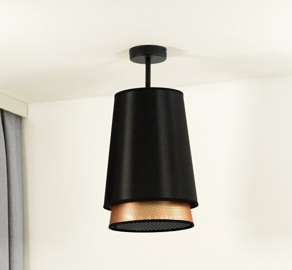 Duolla - Lampadario a plafone BELL SHINY 1xE27/15W/230V diametro 25 cm nero/rame