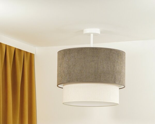 Duolla - Lampadario a plafone CORDUROY 1xE27/15W/230V diametro 40 cm marrone/color crema