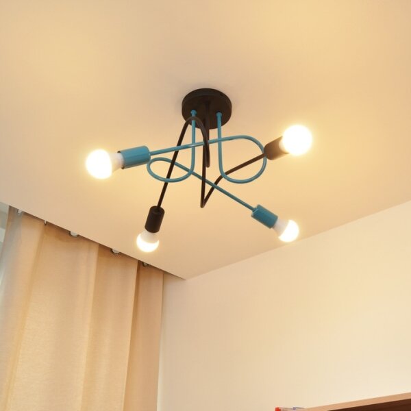 Lampadario a plafone OXFORD 4xE27/15W/230V nero/turchese
