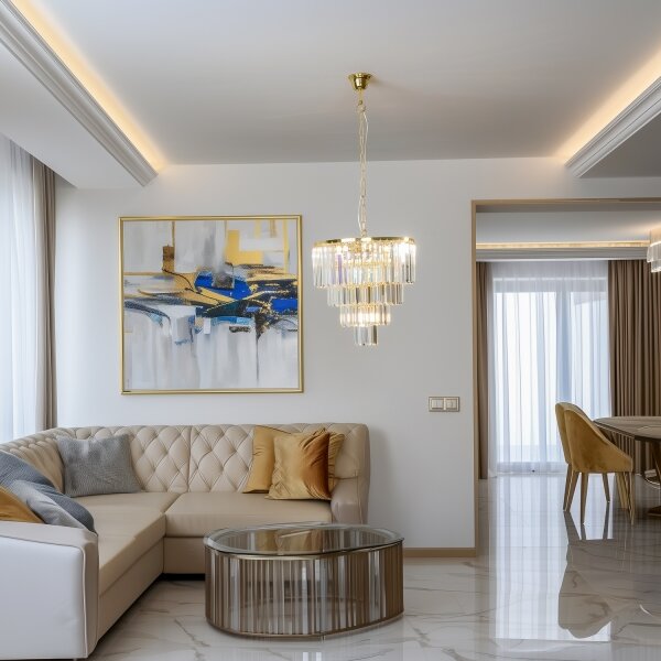 Brilagi - LED Lampadario di cristallo a sospensione con catena MOZART 5xE14/40W/230V oro