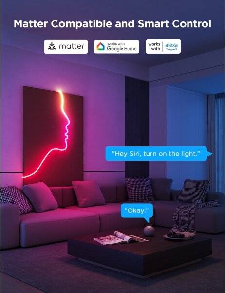 Govee - Neon 2 MATTER striscia LED flessibile 3m RGBIC Wi-Fi
