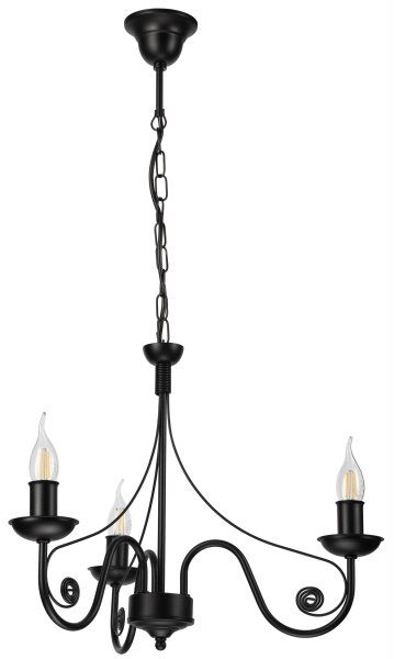 Lampadario a sospensione con catena DONATO 3xE14/40W/230V nero
