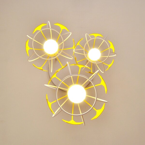 Lampadario a sospensione per bambini STARS 3xE27/15W/230V giallo/bianco