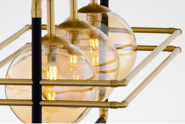 Jupiter 2027 - Lampadario a sospensione con filo FIORI 3xG9/10W/230V nero/oro/beige